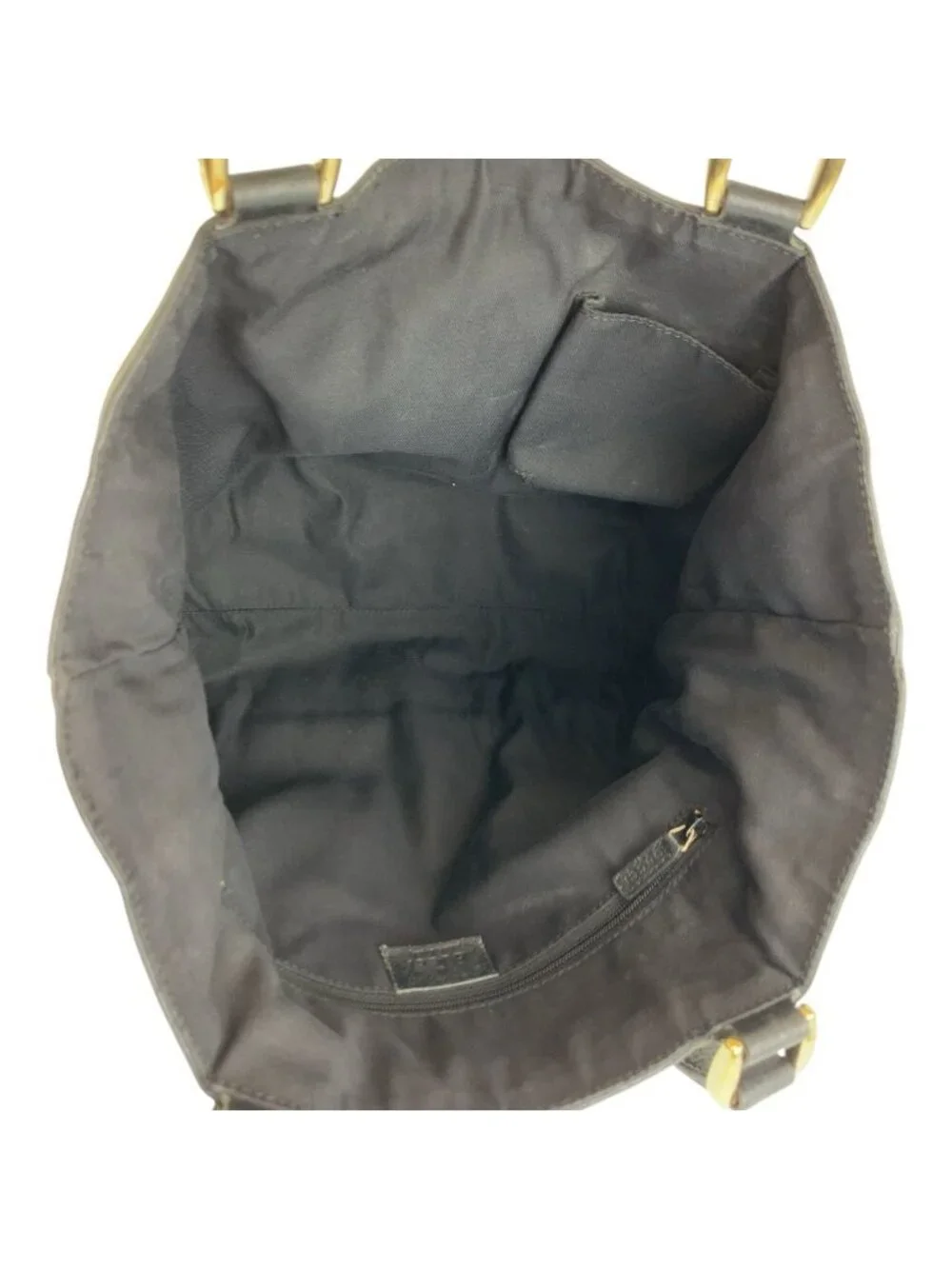 Gucci Abbey Black Gold GG Canvas Leather Tote